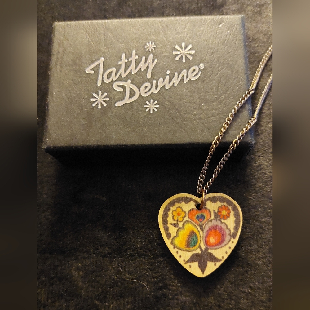 Tatty Devine Heart Pendant Necklace 18" Goldtone Chain Handmade In Britain